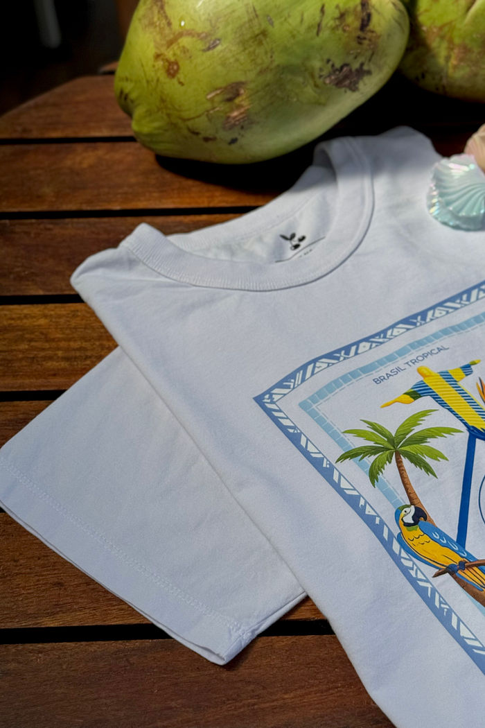 T-shirt Oversized - Brasil Tropical DTF - Branca