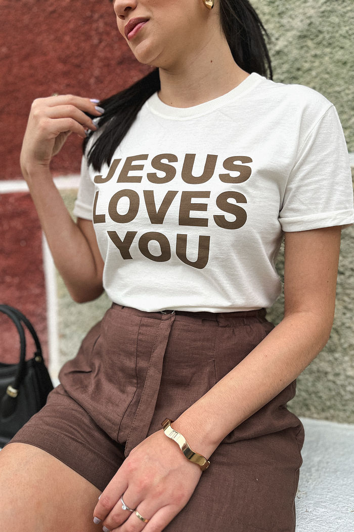 Tshirt Premium - Jesus Loves You - Off White