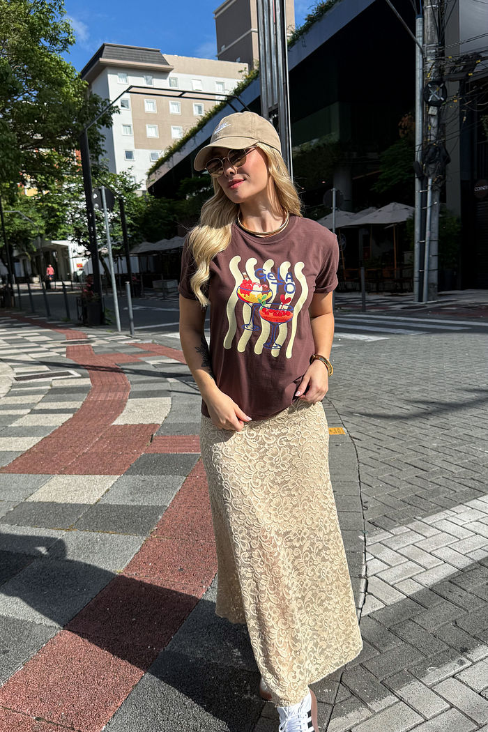 Tshirt Premium - Gelato DTF - Marrom