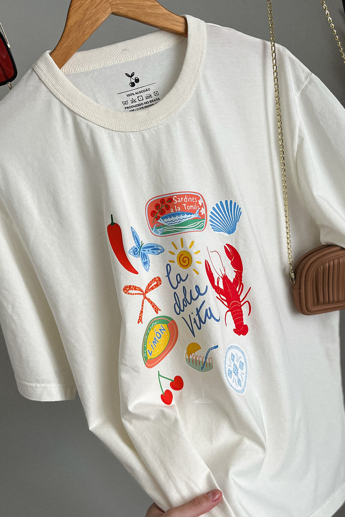 T-shirt Oversized - Lagosta Dolce Vita - Off White