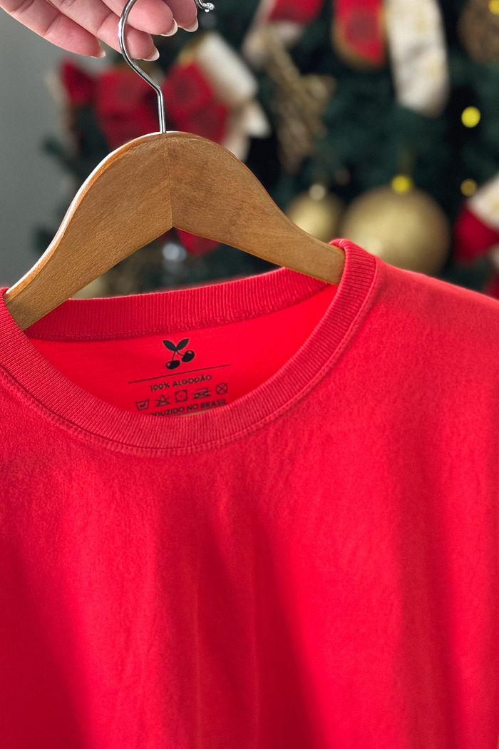 Cropped Oversized - Liso - Vermelho