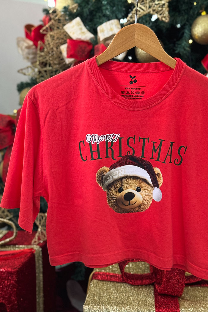 Cropped Oversized - Marryy Christmas DTF - Vermelho