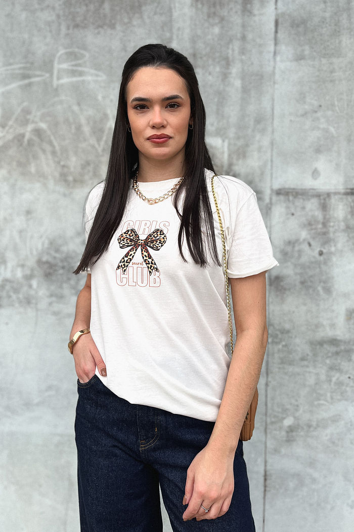 Tshirt Premium - Laço Girls Club DTF - Off White