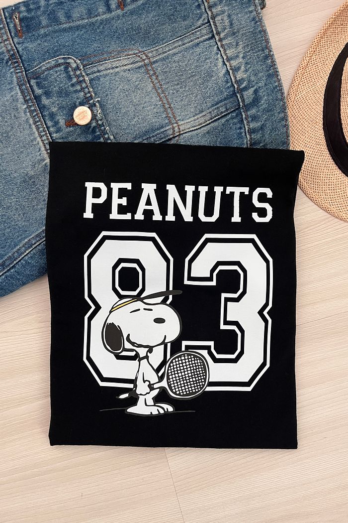 T-shirt Oversized - Peanuts 83 - Preta