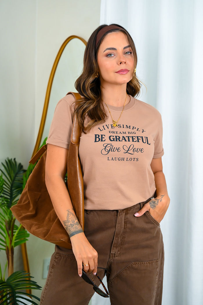 Tshirt Premium - Live Simply - Capuccino