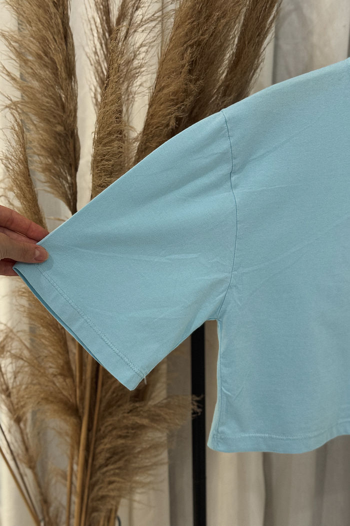 Cropped Oversized - Liso - Azul