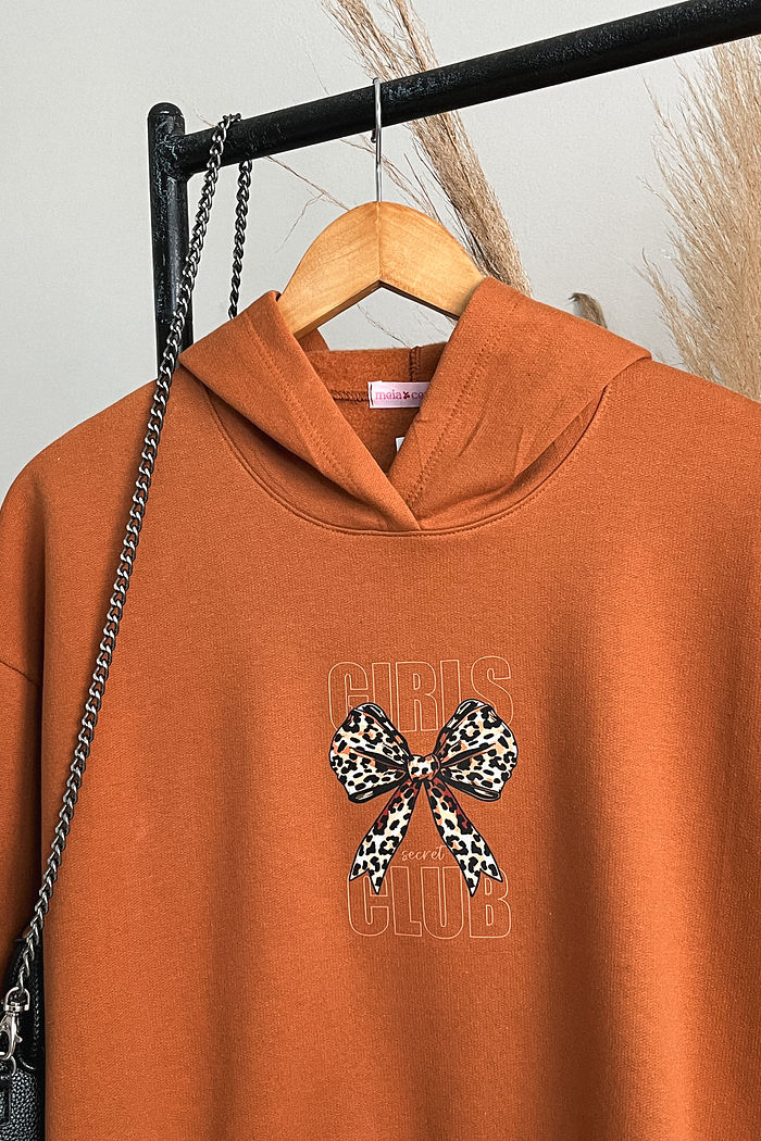 Blusa de Moletom Peluciada - Laço - Ferrugem