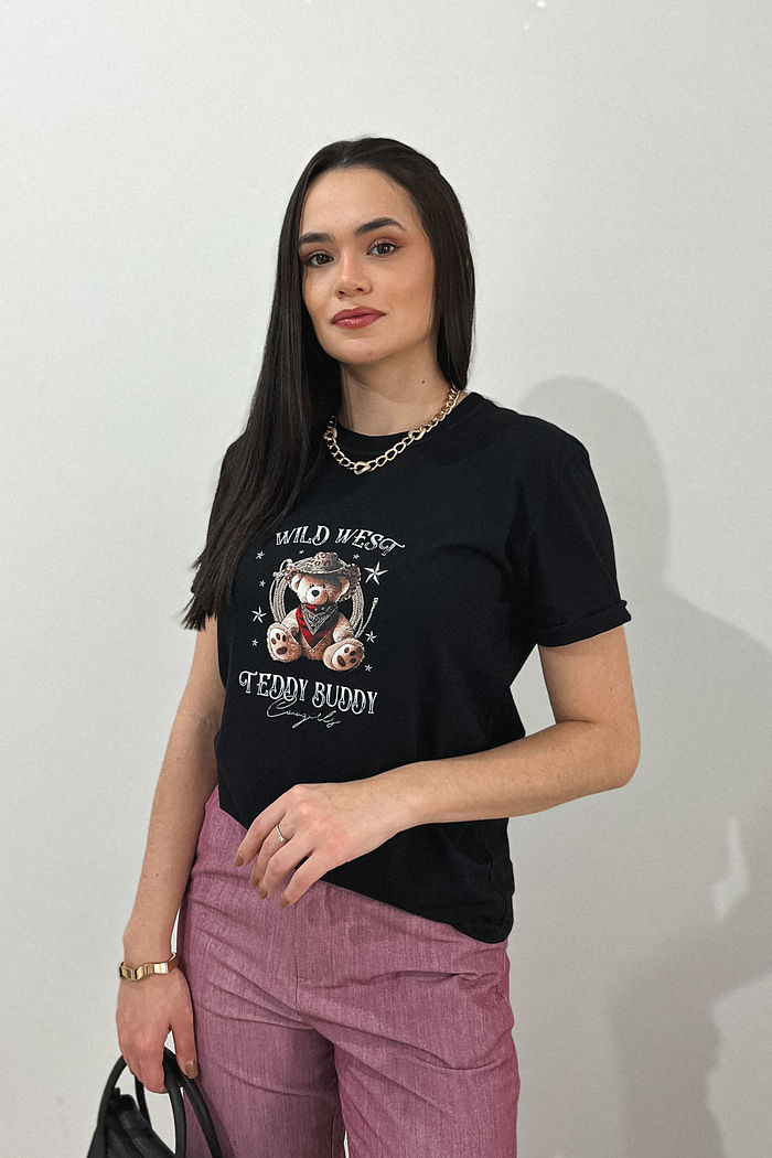 Tshirt Premium - Teddy Buddy DTF - Preta