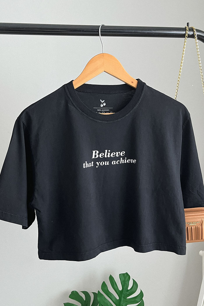 Cropped Oversized - Believe - Preto