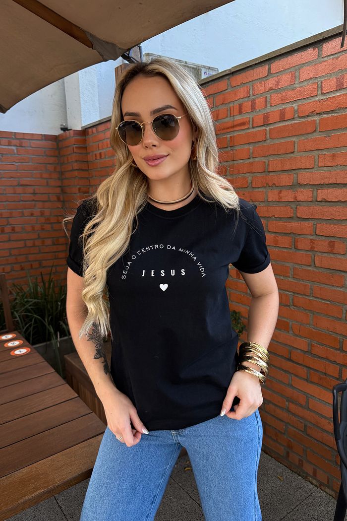 Tshirt Premium - Jesus ❤ - Preta