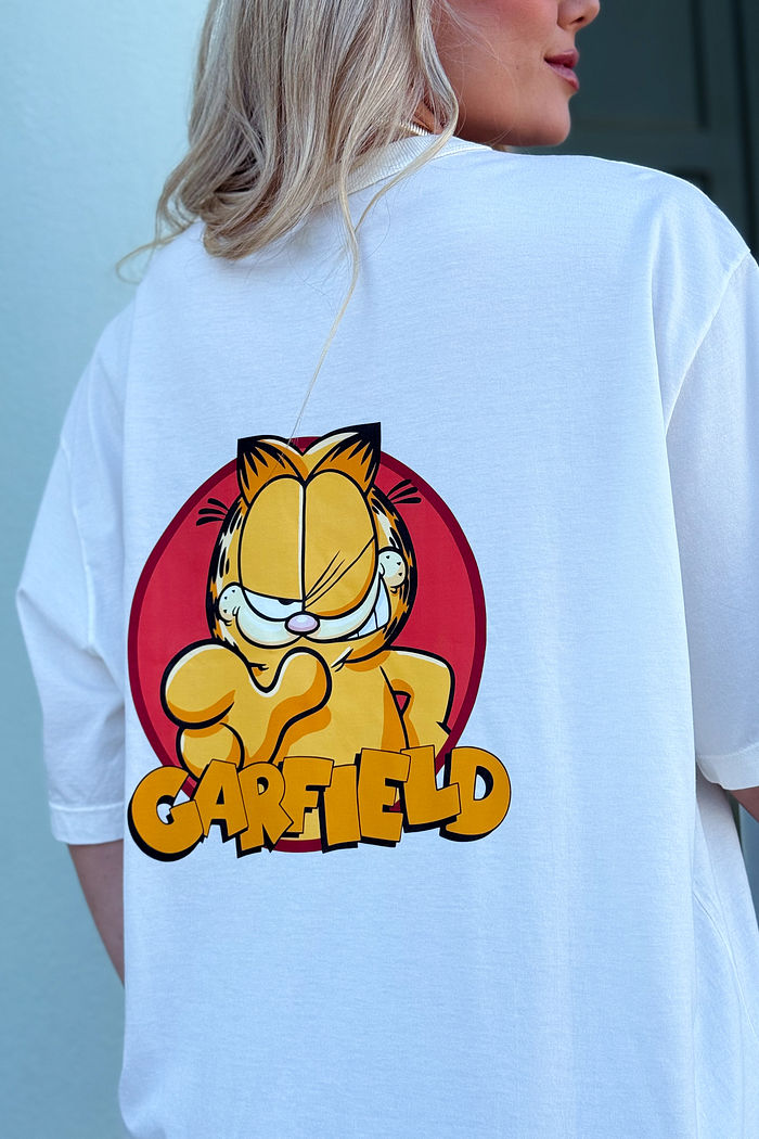 T-shirt Oversized - Garfield DTF - Off White