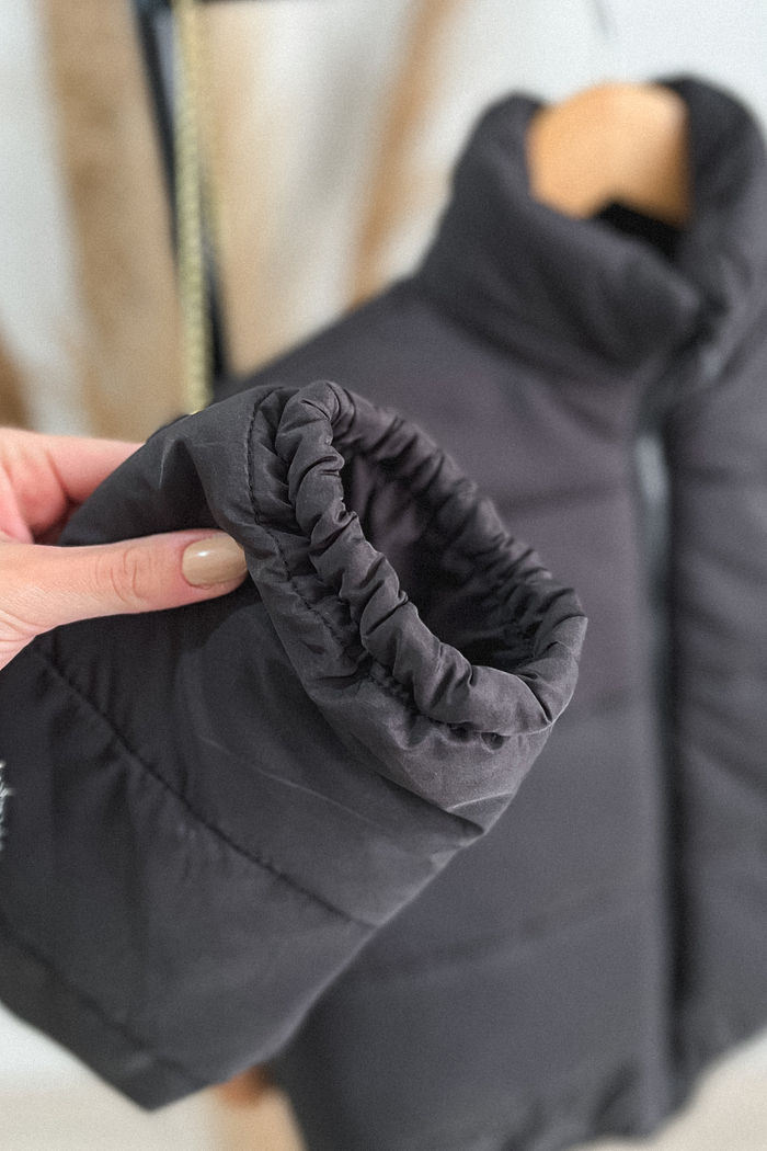 Jaqueta Puffer Meia Cereja - Preta