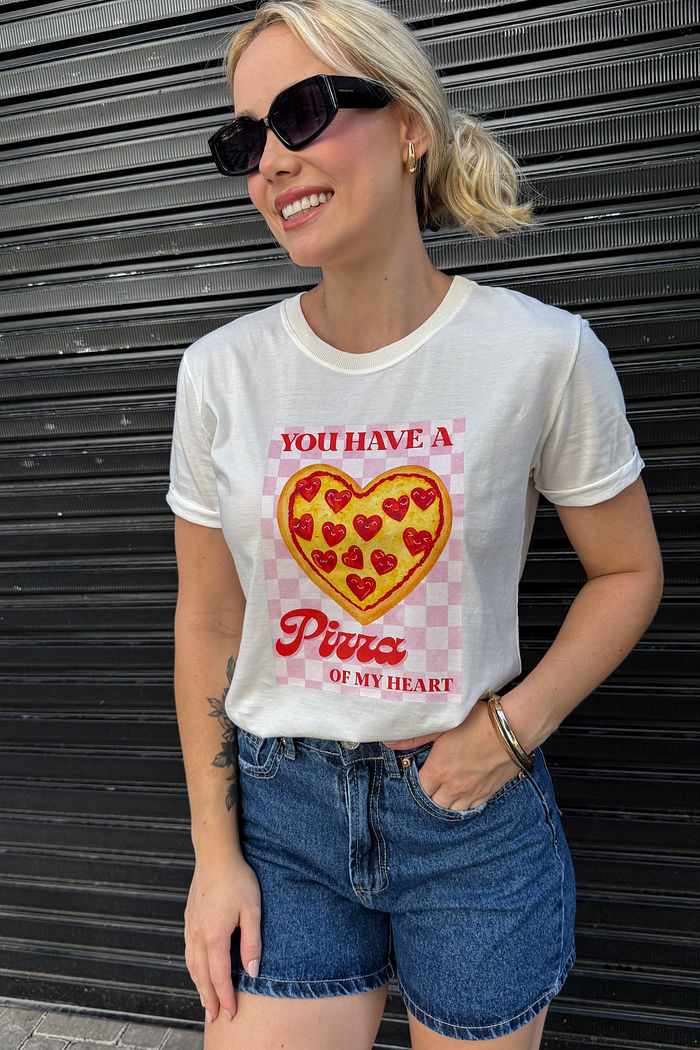 Tshirt Premium - Pizza DTF - Off White