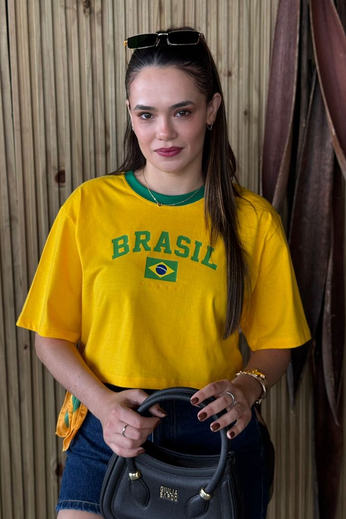 Cropped Oversized Copa Brasil - Amarelo