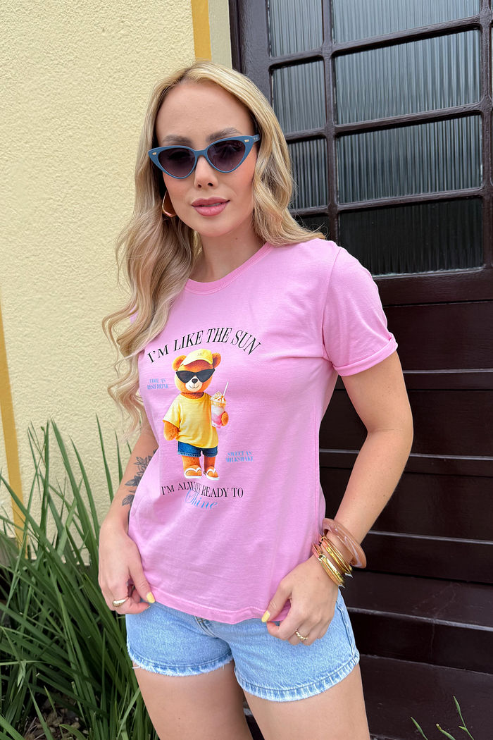 Tshirt Premium - Like The Sun DTF - Rosa