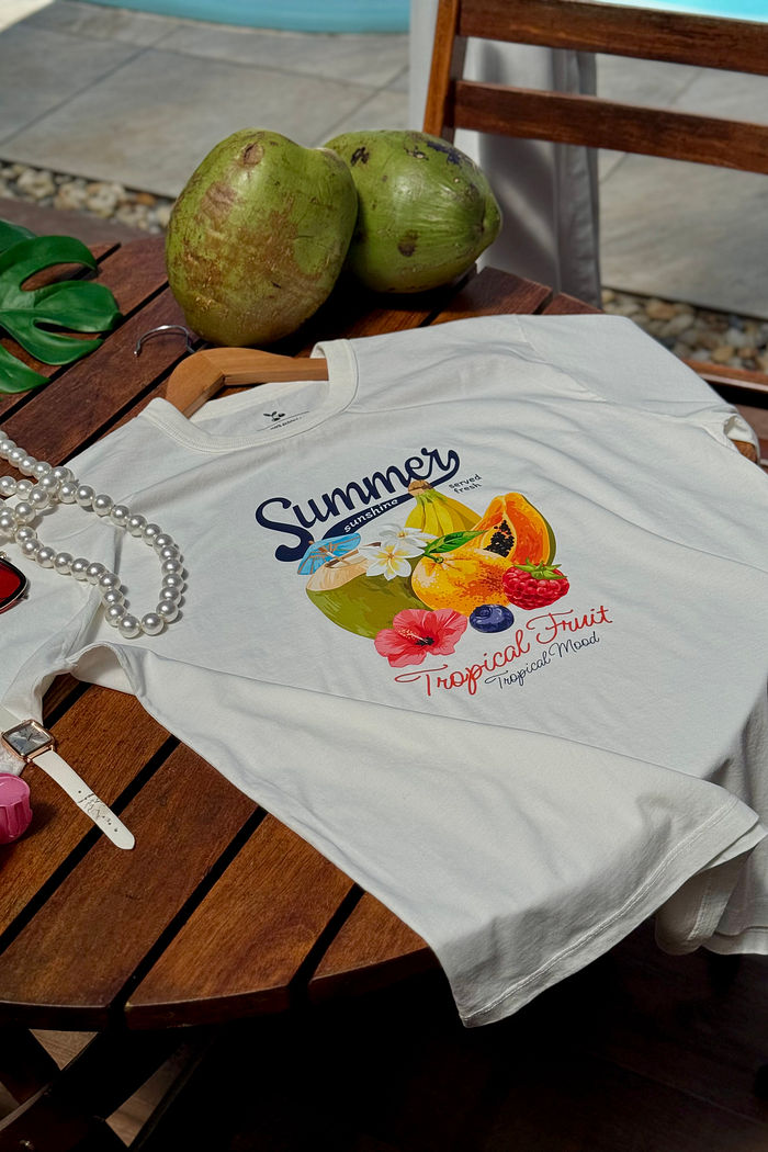 T-shirt Oversized - Tropical Fruit DTF - Off White