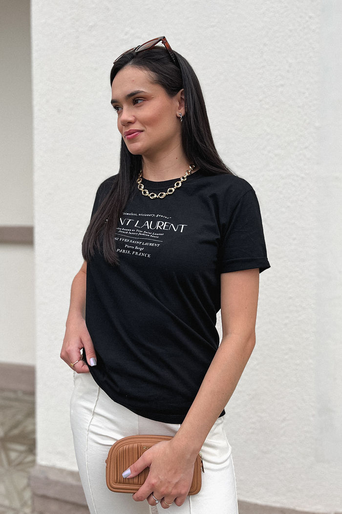 Tshirt Premium - Saint Laurent - Preta