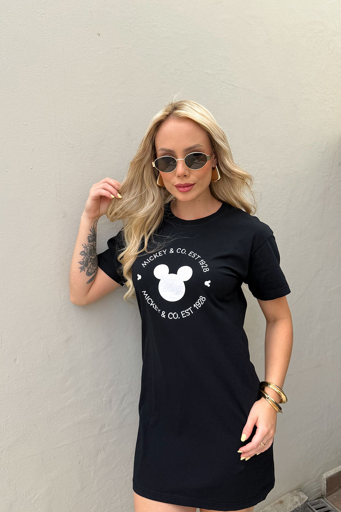 Vestido Tee - Mickey - Preto