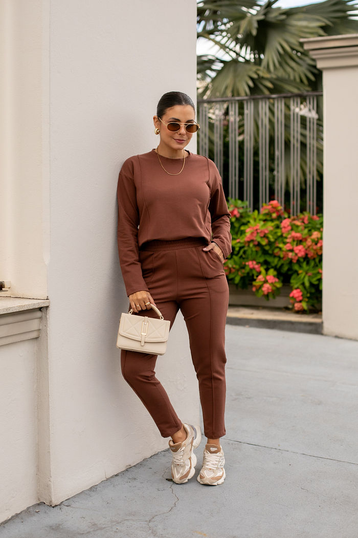 Conjunto de Molecotton Gaby - Marrom