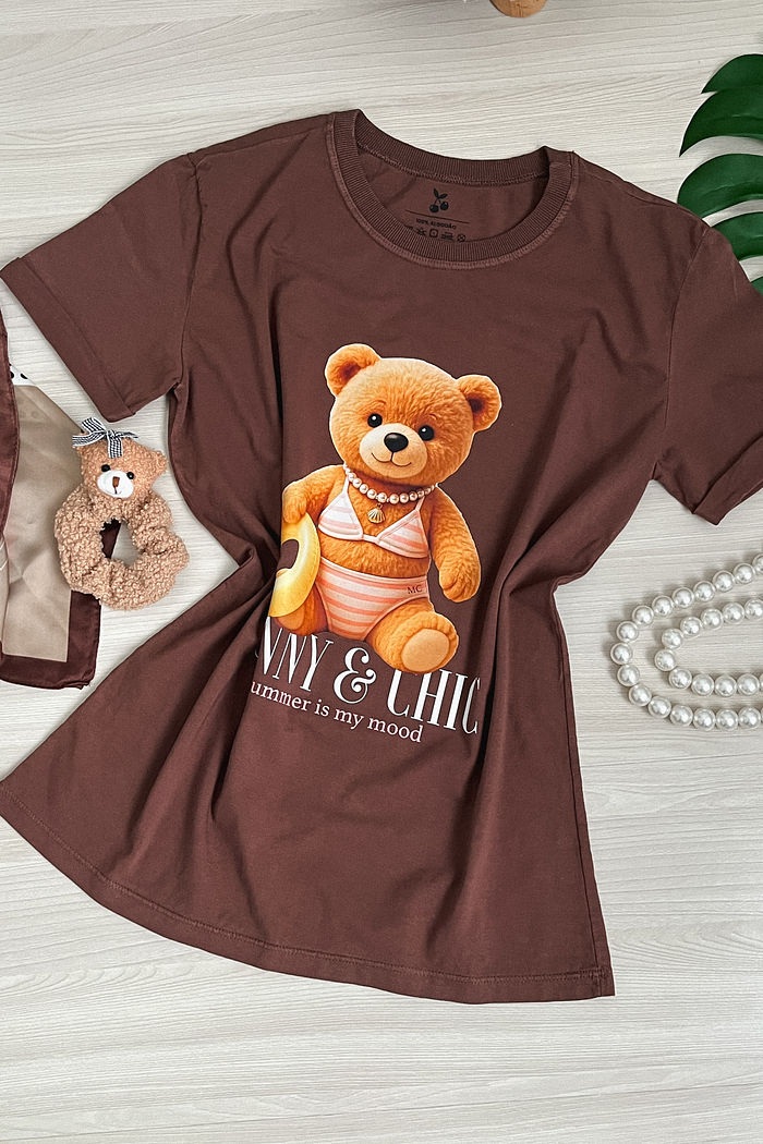 Tshirt Premium - Teddy Sunny DTF - Marrom