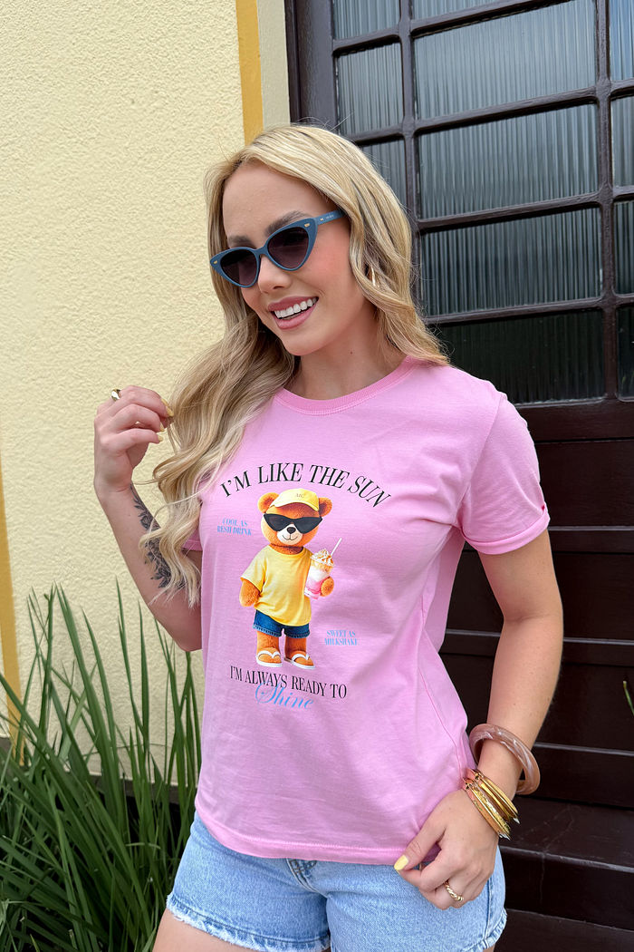 Tshirt Premium - Like The Sun DTF - Rosa