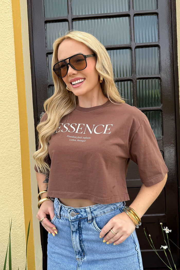 Cropped Oversized - Essence - Marrom