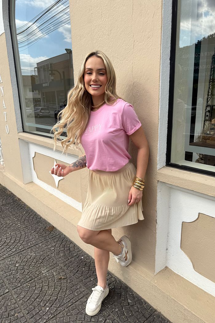 Tshirt Premium - Happy - Rosa