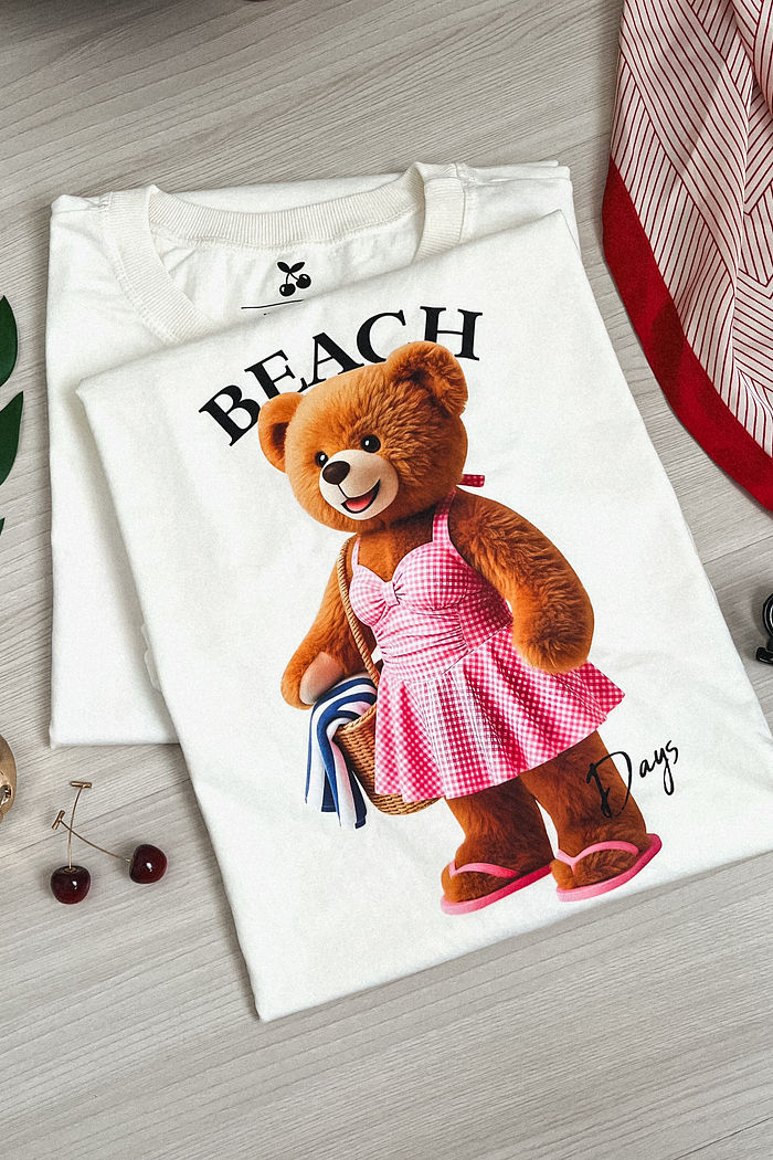 Tshirt Premium - Teddy Beach DTF - Off White