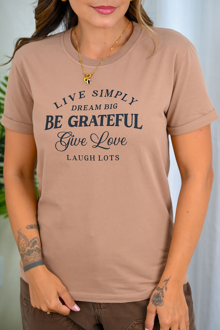 Tshirt Premium - Live Simply - Capuccino