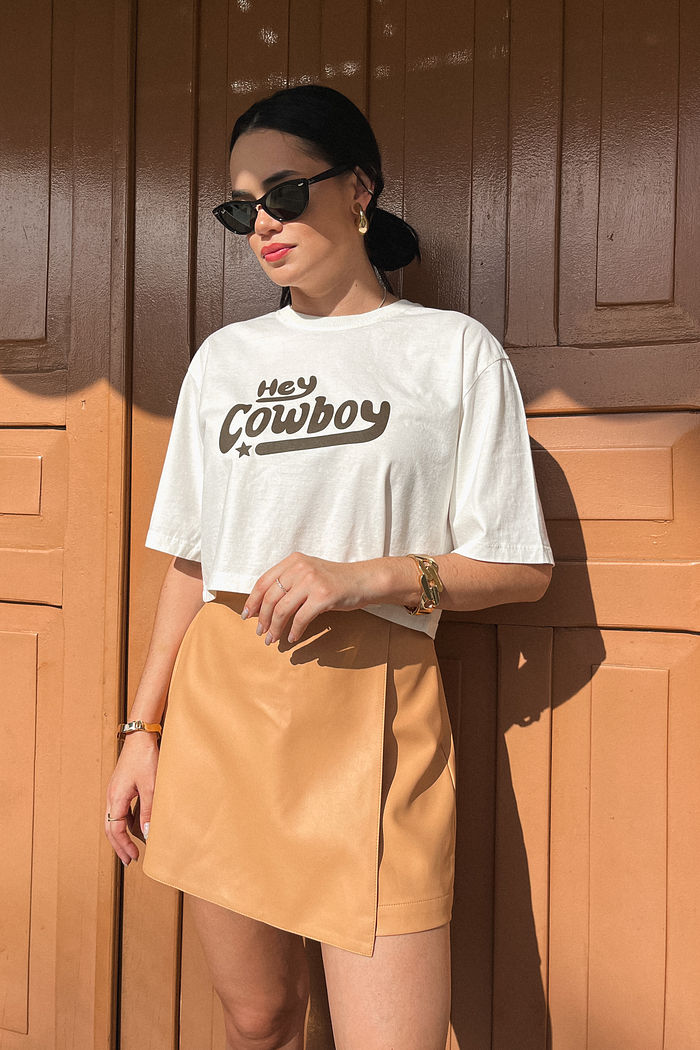 Cropped Oversized - Hey Cowboy - Off White