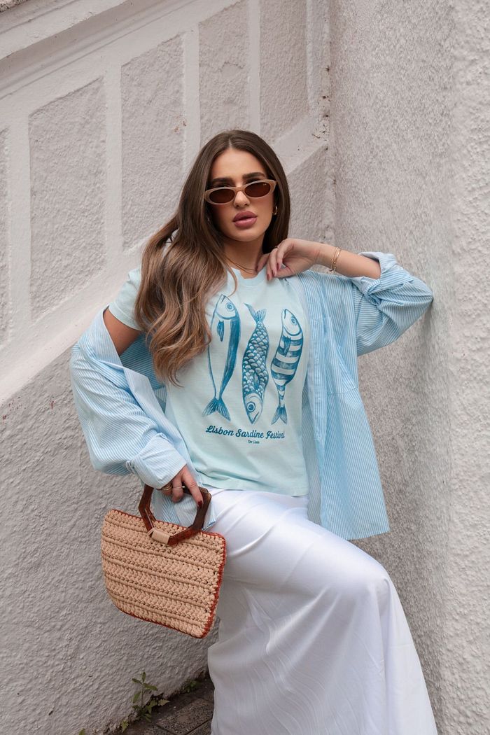 T-SHIRT SARDINES AZUL ESTONADA TEE LINDA