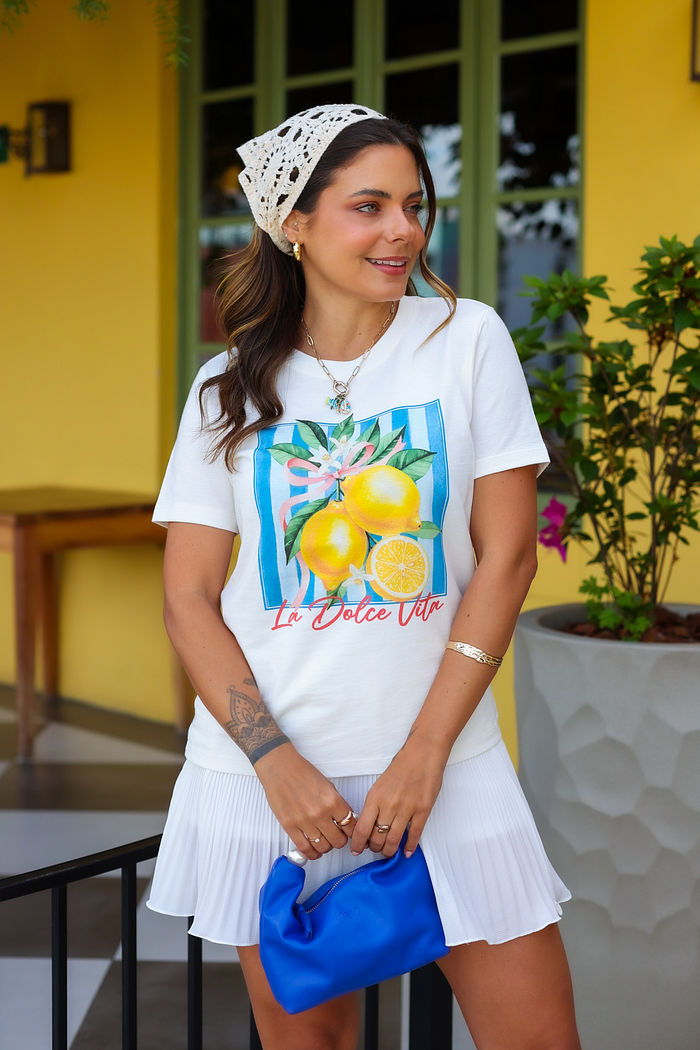 T-SHIRT LA DOLCE VITA LEMON OFF WHITE TEE LINDA