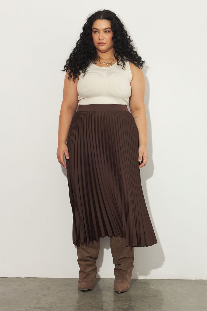 Saia Midi Plissada Melissa Marrom