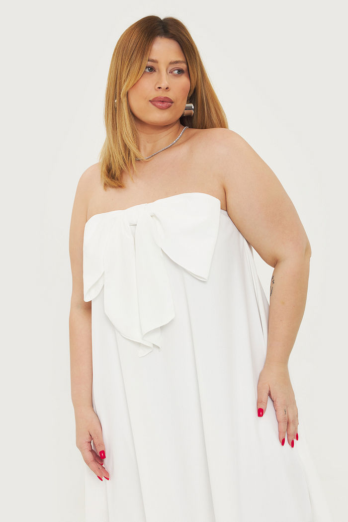 Vestido Assimétrico Sem Alças Maitê Off-White