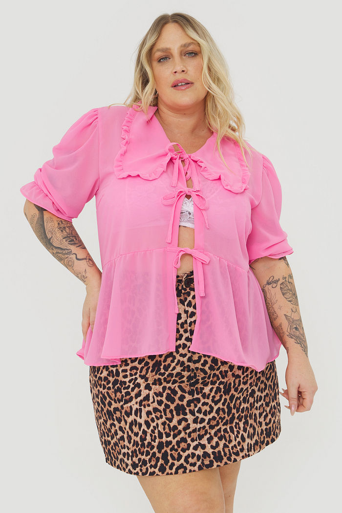 Blusa Com Transparência Miranda Rosa