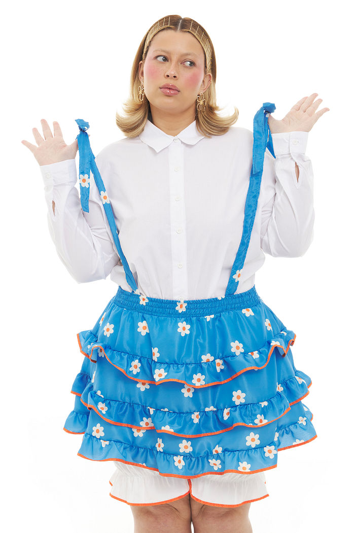 Saia Festa Junina Flor Do Sertão Azul