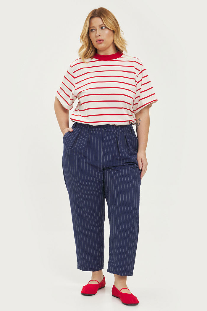 Calça Reta Risca De Giz Fratta Marinho