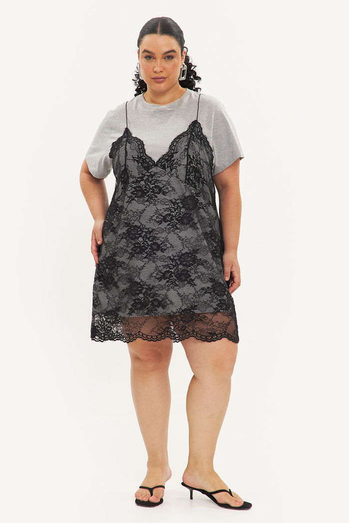 Vestido De Renda Florinda Cinza