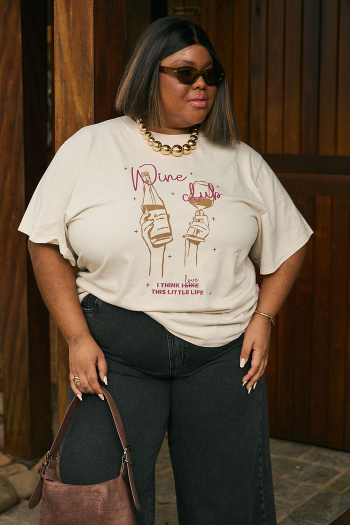 T-shirt De Algodão Wine Club Bege