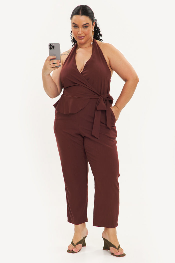 Macacão Reto Paloma Marrom