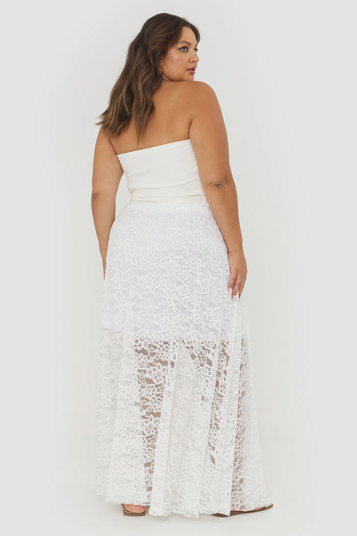 Saia Longa De Renda Lana Off-White