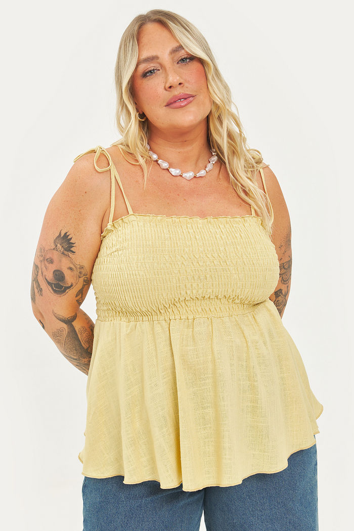 Blusa Peplum Linho Siena Amarelo