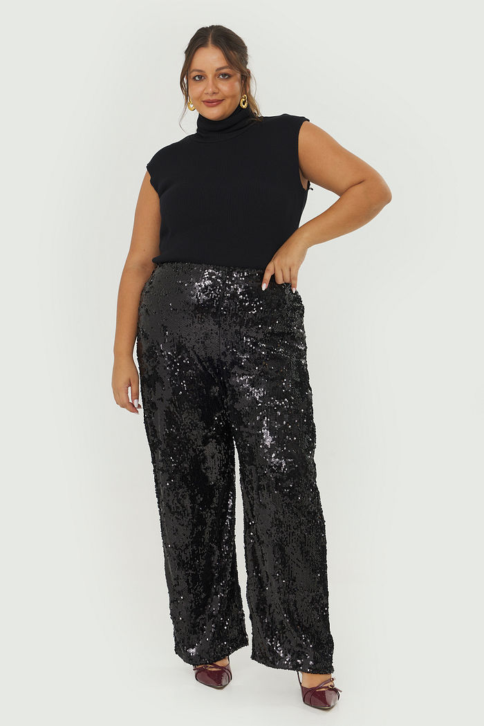 Calça Pantalona Paete Olga Preto