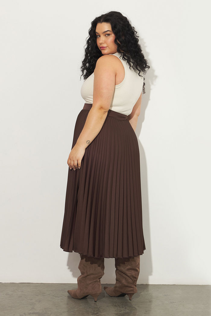 Saia Midi Plissada Melissa Marrom