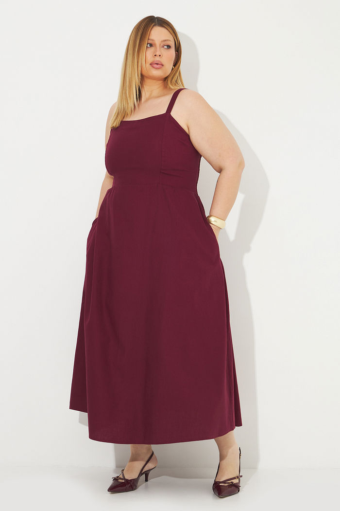 Vestido De Algodão Emanuele Burgundy