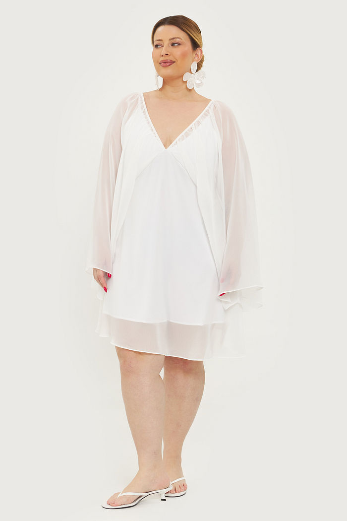 Vestido Transparência Celeste Branco