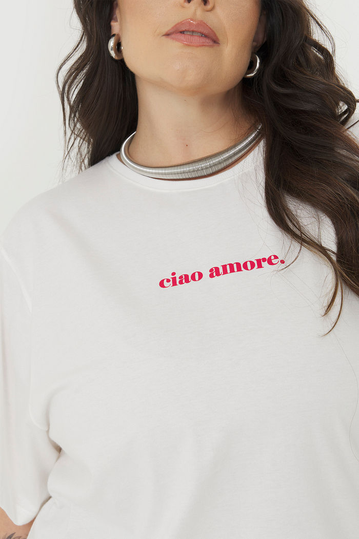 T-Shirt De Algodão Ciao Amore Off-White