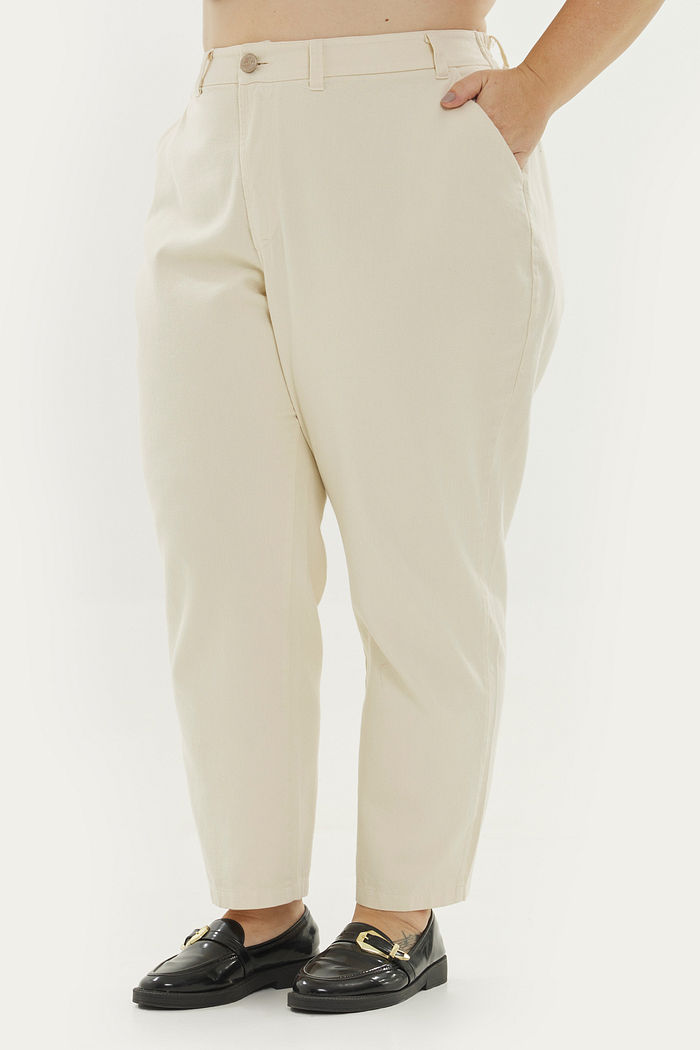 Calça Mom De Sarja Trento Bege