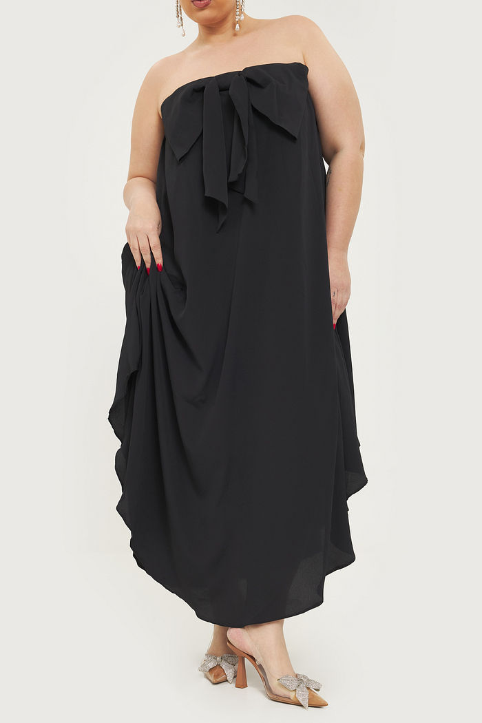 Vestido Assimétrico Sem Alças Maitê Preto