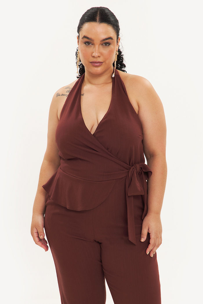 Macacão Reto Paloma Marrom